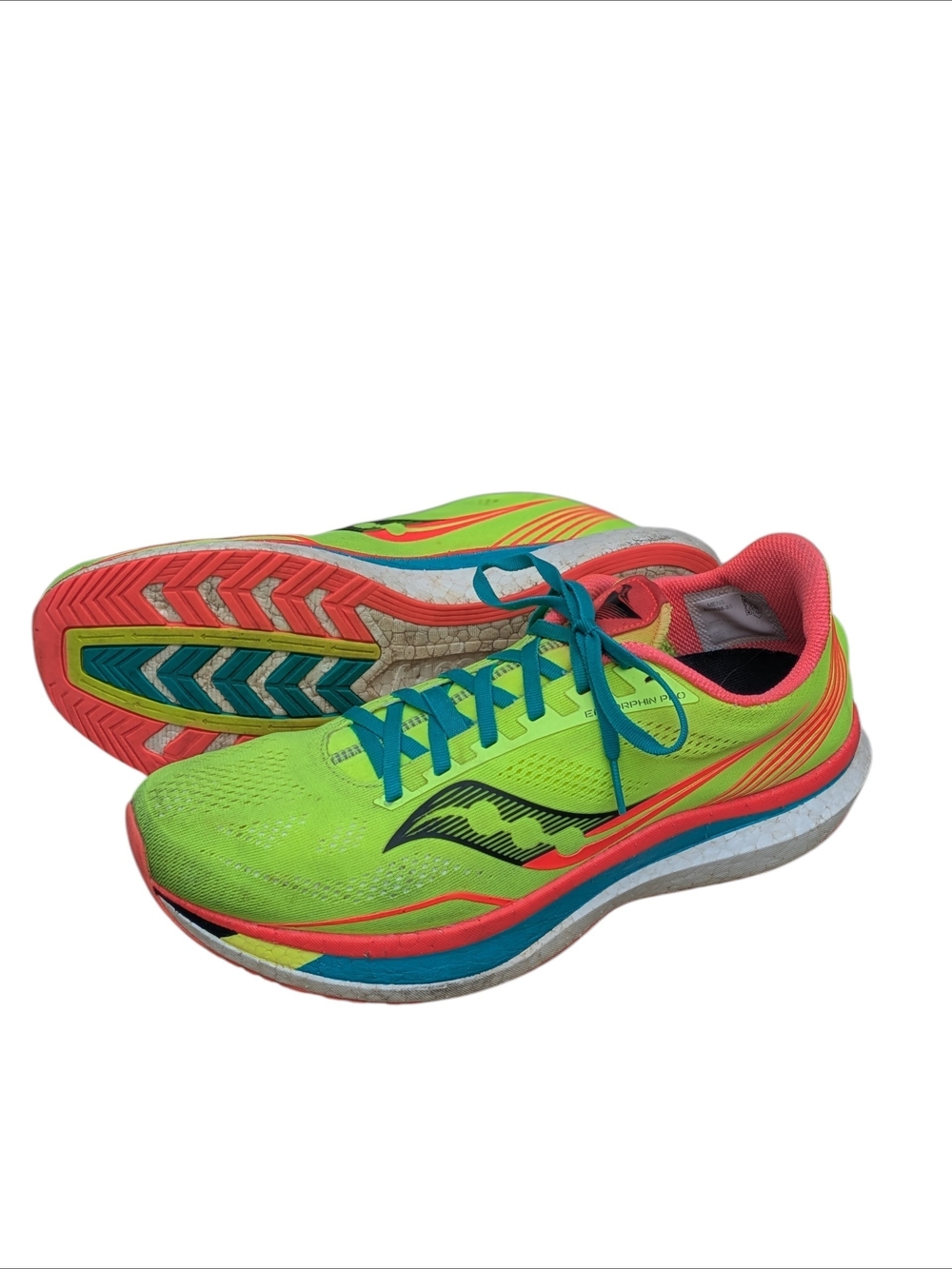 Saucony Endorphin Pro Men's 11 ViziRed Citron Running Shoes Neon Yellow & Teal